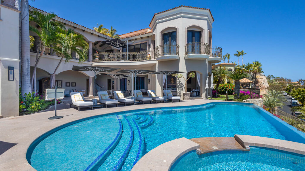 Luxury villa with pool and loungers